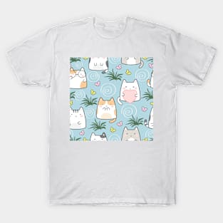 Kawaii Cats Pattern T-Shirt